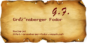Grünsberger Fodor névjegykártya